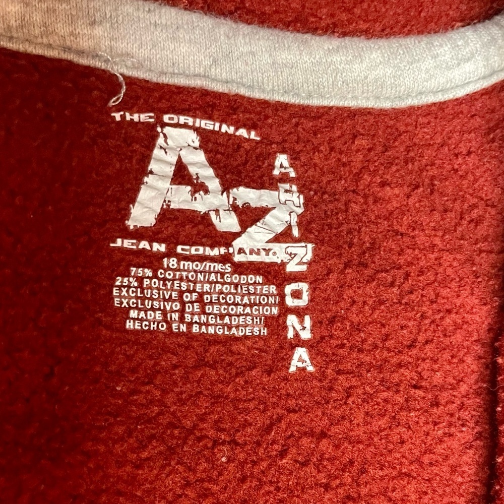 Arizona Jean Company 18 Month Red Sweatshirt cotton/polyester PRELOVED zip-up - Picture 3 of 6
